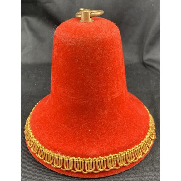 Musical Christmas Bell Pull String Jingle Bells Red Flocked Japan Works Vintage - Picture 1 of 8